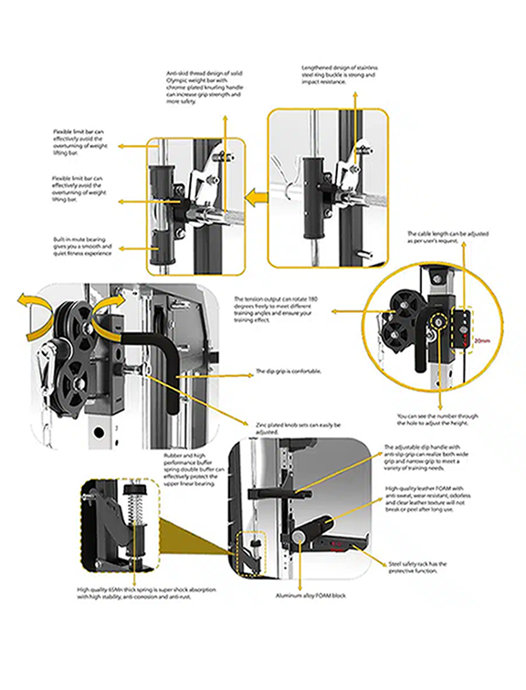 GF All-in-One Function Smith Trainer Premium X6-3 In 1 Dual